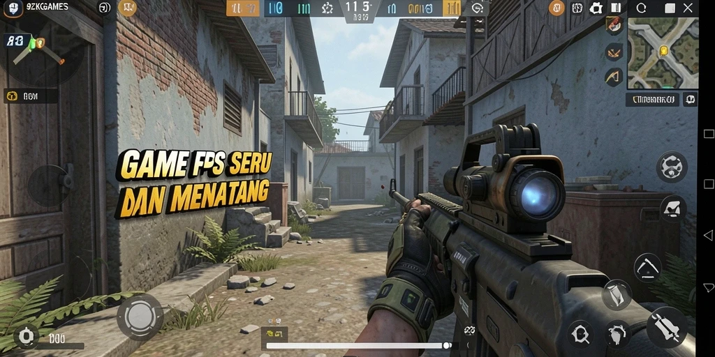 Tangkapan layar menampilkan aksi tembak-menembak yang intens di 9ZKGAMES.