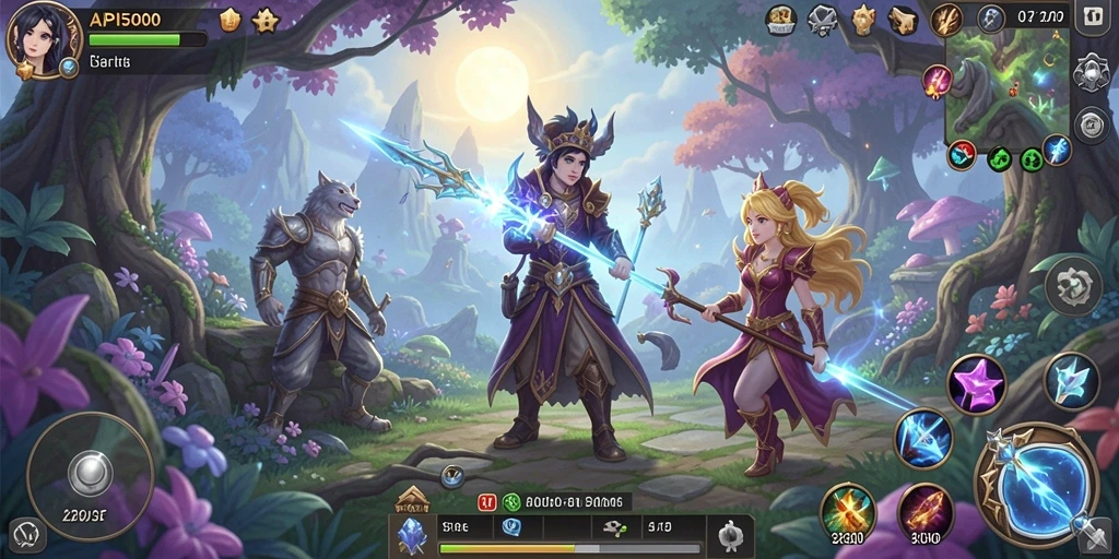 Tangkapan layar utama API5000 menunjukkan aksi pertarungan RPG yang seru.