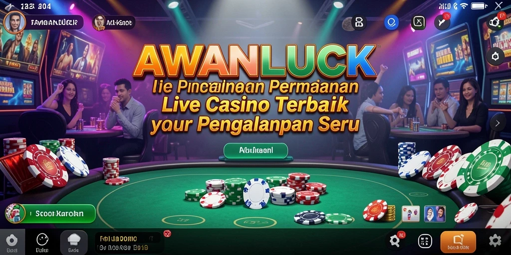 Screenshot gameplay AWANLUCK yang menampilkan dealer langsung dan suasana kasino.