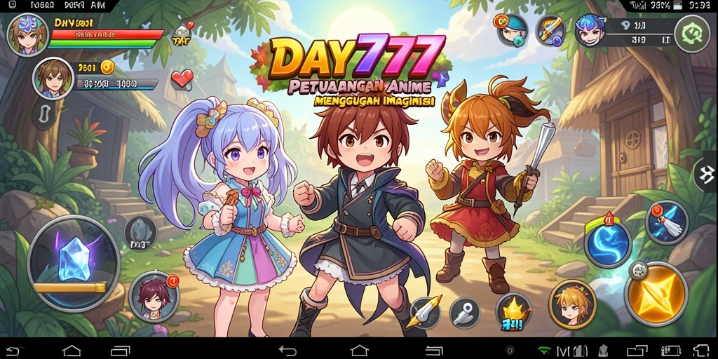 Screenshot menunjukkan aksi seru dalam game Anime DAY777.