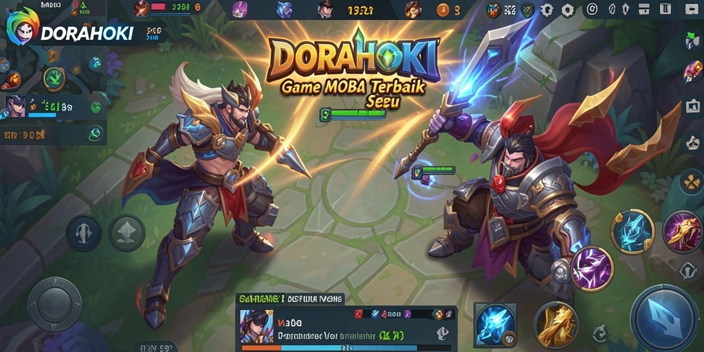 Tangkapan layar DORAHOKI menunjukkan pertarungan seru di arena MOBA.