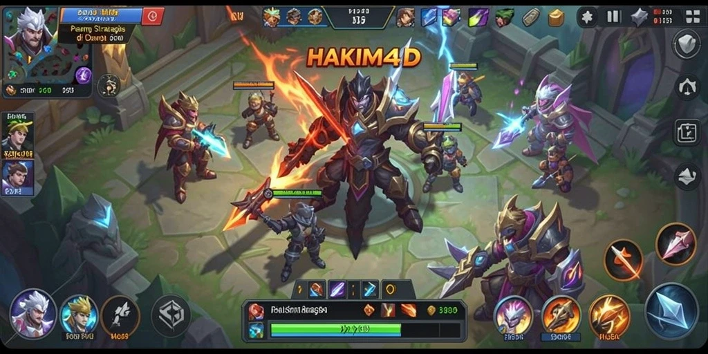 Tampilan gameplay seru dalam HAKIM4D dengan pertarungan tim yang intens.