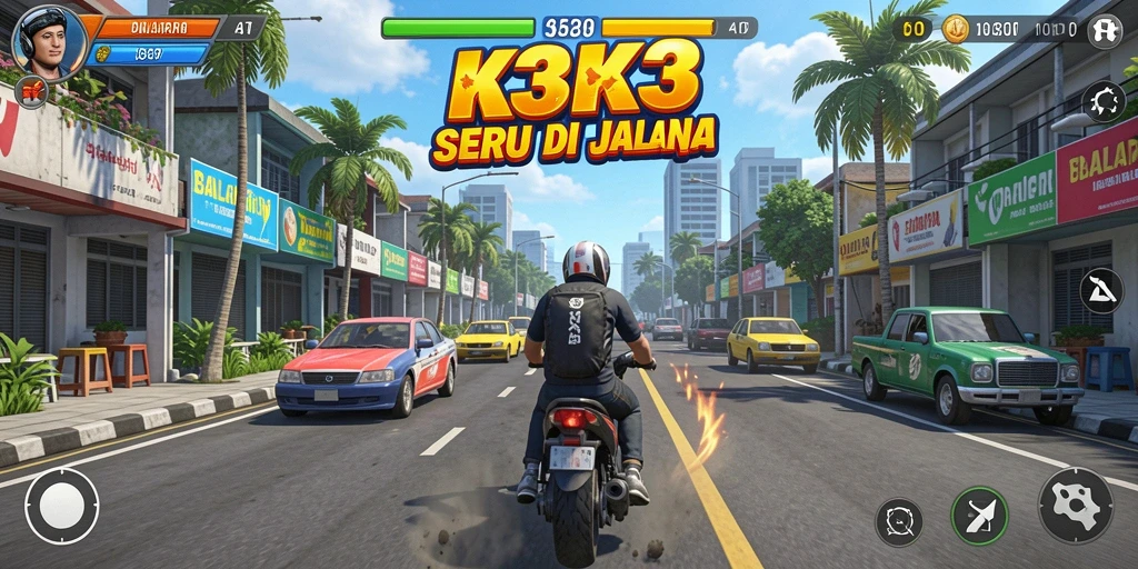 Tangkapan layar K3K3 menampilkan aksi balapan yang mendebarkan di lintasan.