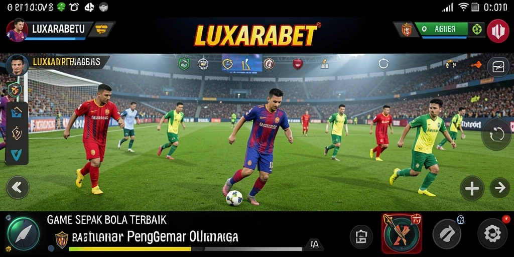 Tampilan gameplay LUXARABET yang mendebarkan dan penuh aksi sepak bola.
