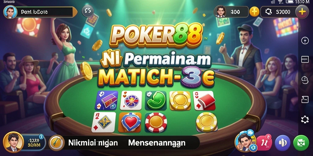 Tampilan gameplay POKER88 yang memukau dan penuh tantangan Match-3.