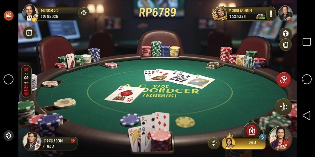 Tampilan gameplay menegangkan dalam permainan Poker RP6789.